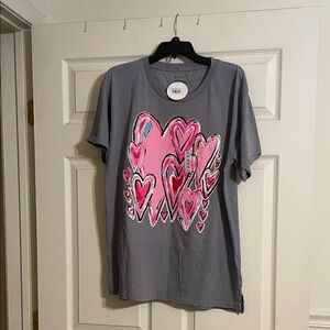 Texas true threads Gray and Pink Heart shirt NWT 2X